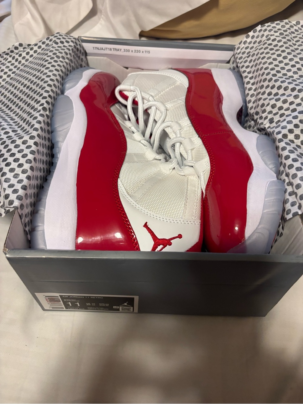 Jordan 11 White & cherry Red Retro Basketball Sneakers